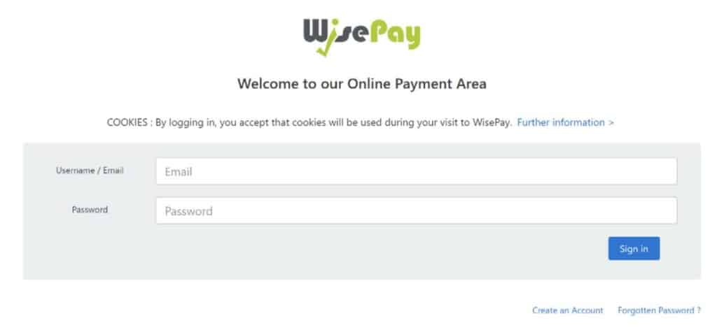 wisepay password reset